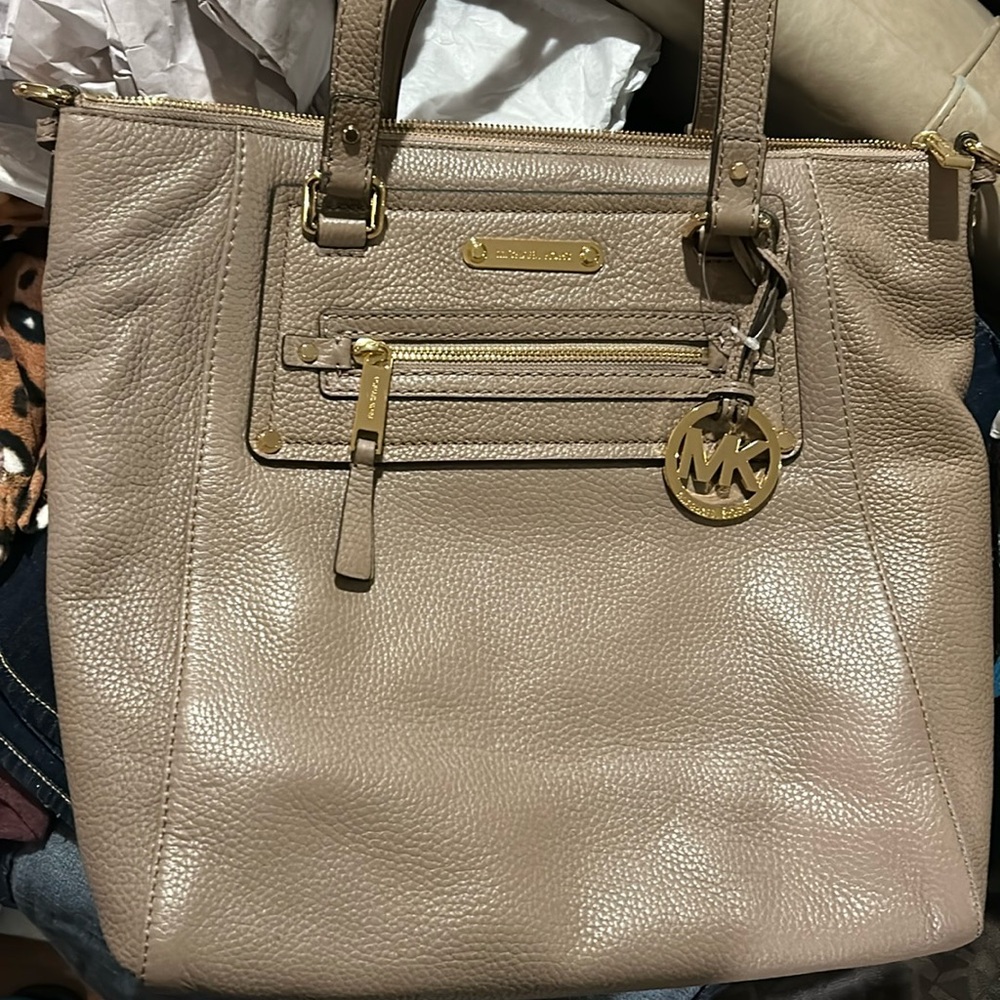 New Michael Kors Khaki Leather Tote